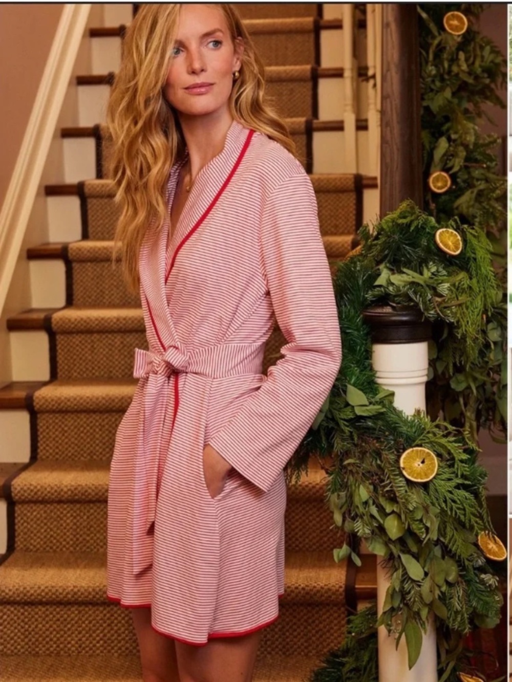 LAKE Pima Short Robe in Classic Red- Size Small